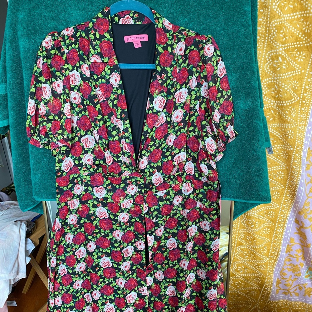 Floral button front dress